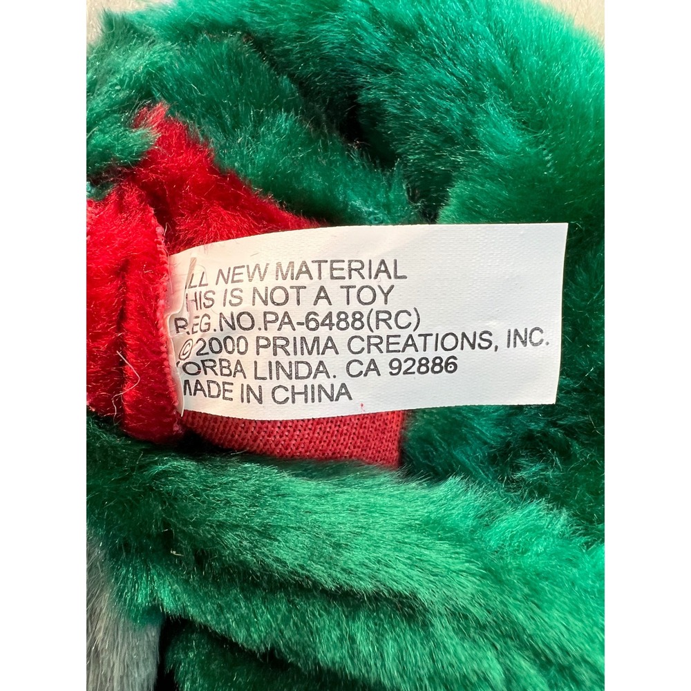 Vintage Prima Creations 2000 Plush Mouse Christmas Stocking Red Green Plush 16in - Picture 4 of 6